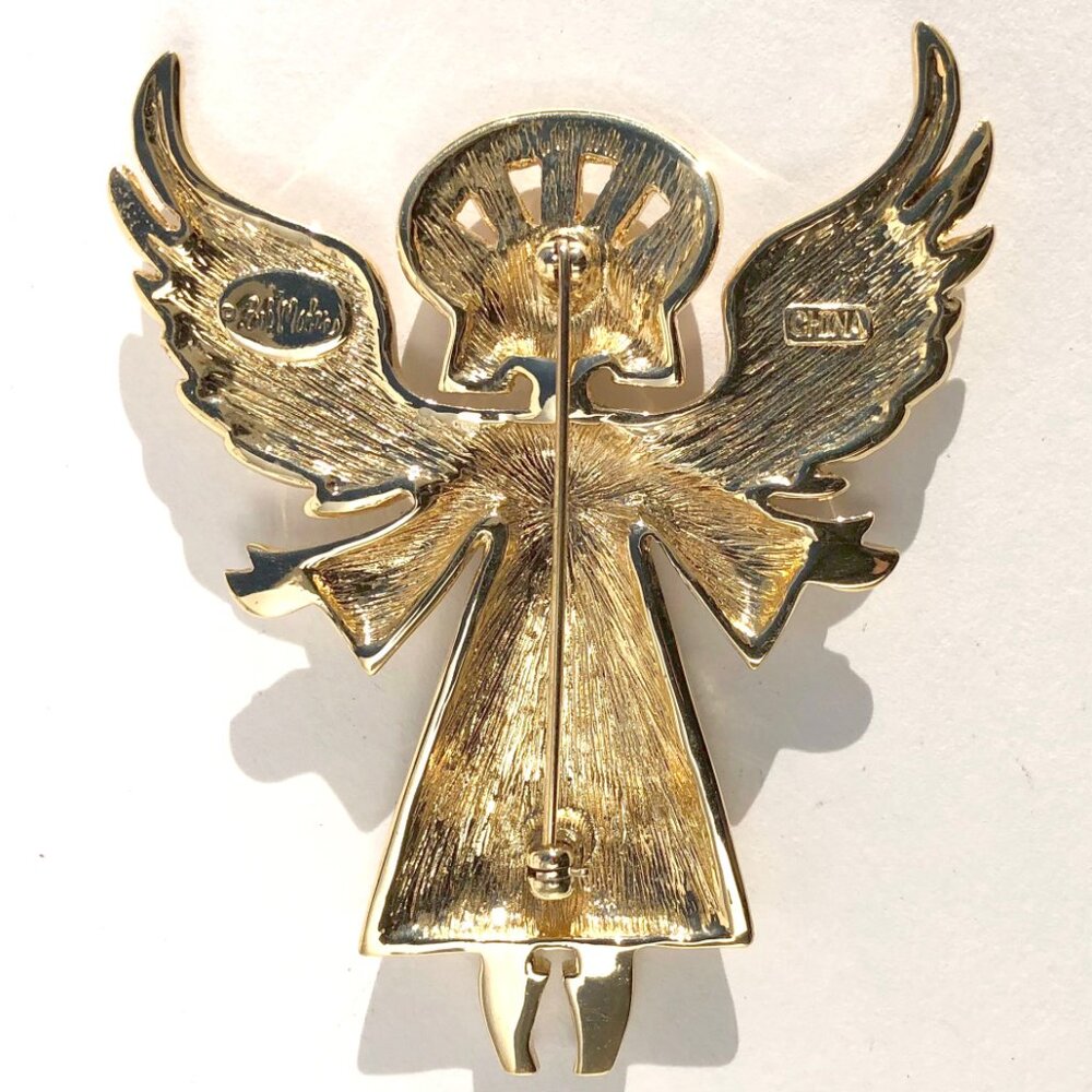 Bob Mackie Angel Pin Mosaic Enamel Gold Tone Brooch Guardian Angel Vintage 80s - Picture 14 of 16